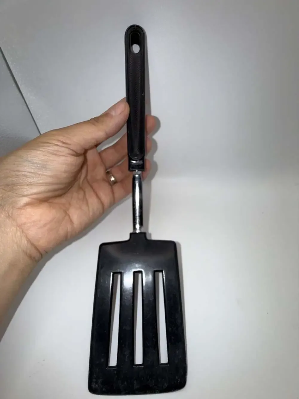 Vintage Ekco Nylon Slotted Spatula Flipper with Chrome Handle